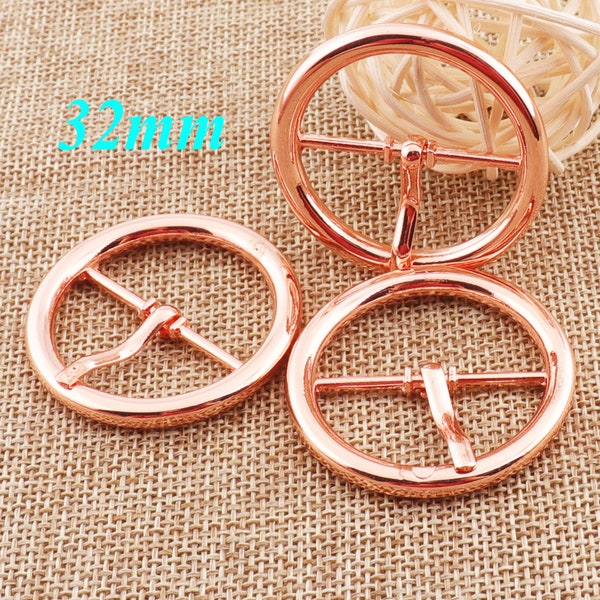 8 boucles de ceinture en or rose 32 mm (1 1/4 po.) boucles de fixation anneau de placage boucles de la barre centrale sac bagages chaussures clips sangles (B1072)