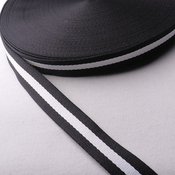 Nastro in tessuto di cotone a righe bianco nero da 25 mm, ideale per borse, tracolle, borse, cinture, 1 metro-5 metri (wb18) - Italia