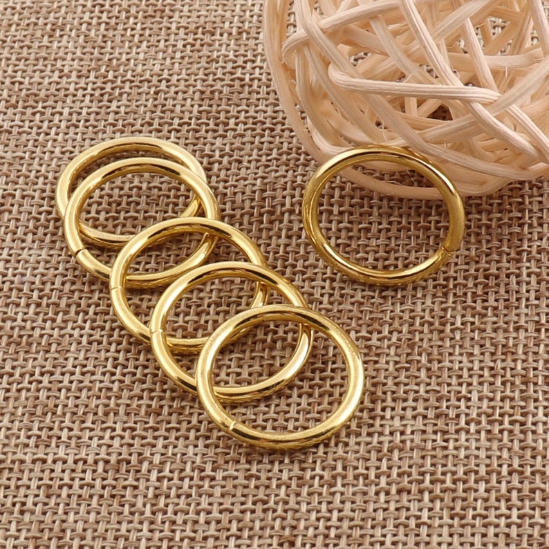 60pcs Gold O Rings Buckles,Choker Belt Collar Zipper,Chain Choker Leather Belt,Clasp Handbag Webbing Strap,Handbag Hardware-16mm r0244
