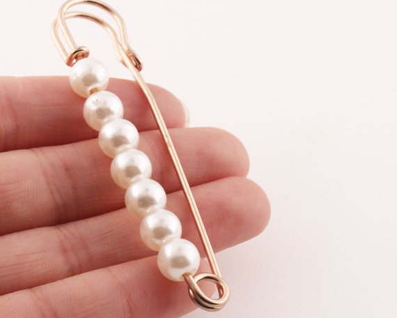 AKOAK Set Di 6 Spille Eleganti Con Perle Finte E Cristalli Per Donna - Fermaglio A Spilla Di Sicurezza Per Sciarpe, Cappelli E Abbigliamento