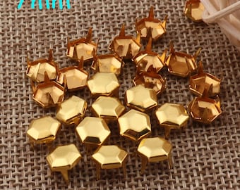 100 PCS Gold Round Rivet Nailhead Studs,Fastener Brads Snaps Studs,Prong Leather Craft Rivet,Belt Rivet Bedazzler-7mm(MD01)