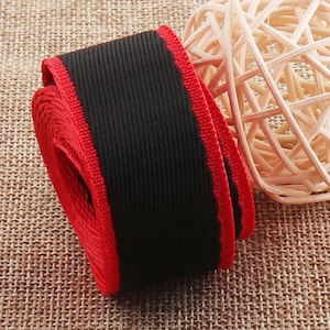 25mm Webbing Smooth Webbing Black Webbing Red Striped Webbing Ribbon for Belts Tape Bag Handle Purse Straps Buckle 1 inches webbing