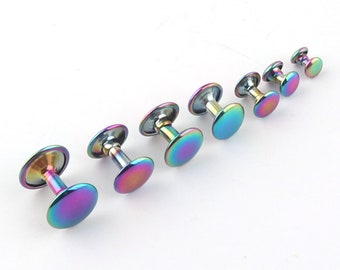 20-100SETS 5-12MM Rainbow Double Cap Rivets,Studs Leather craft Rivet Fastener Snaps Prong Studs rapid rivets