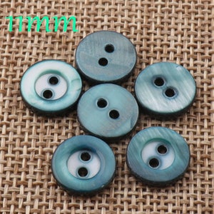20 Shell Buttons,Bule Green Pearl Buttons 2 Holes 3/8&quot;(11mm)Round Shell Buttons,Natural Buttons,Suit Jacket,Sewing Buttons,High Quality(28)