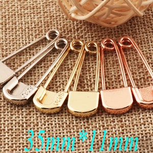 50 STÜCK Metall Silber / Hellgold / Rose Gold Handwerk Sicherheitsnadeln,Sicherheitsnadel Brosche Stich Markierer,Schleifen Charms Schmuck Tag Befestigungen-35MM * 11MM(sp50
