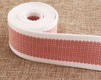 32 MM Rosa Vit Randig Webbing Bälte Webbing Bomullsväv Webbing Väska, väska med väskrem bomullstejp 1 1/4 tum