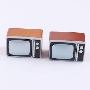 Telewizor, Zabawka TV, Drewniano-metalowy model telewizora retro z lat 60., Hobby zabawek, Miniaturowy telewizor dla lalek, Domek dla lalek 1:12, Miniaturowy telewizor-prezenty, zabawki