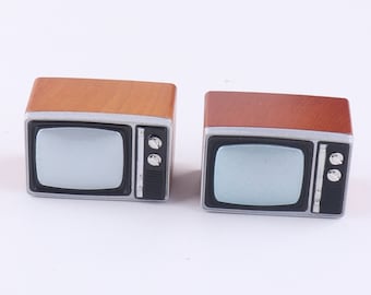 Telewizor, Zabawka TV, Drewniano-metalowy model telewizora retro z lat 60., Hobby zabawek, Miniaturowy telewizor dla lalek, Domek dla lalek 1:12, Miniaturowy telewizor-prezenty, zabawki