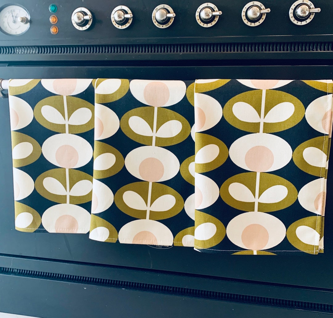 Orla Kiely Tea Towel Set Olive Oval Retro Kitchen Towel Sets Etsy UK