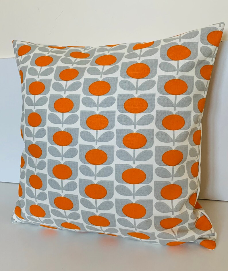 Orla Kiely Orange Grey Flower Cushion Cover Reversible Etsy UK