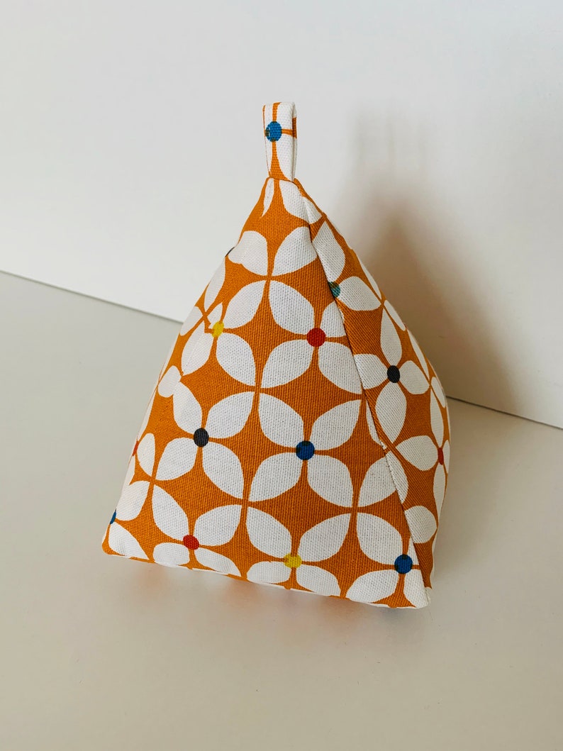 Retro Scandi Orange Filled Pyramid Door Stop Fabric Weight Etsy UK
