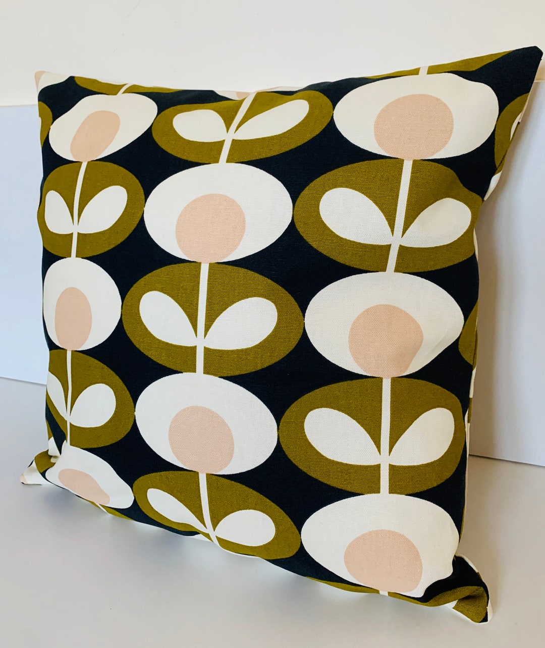 Orla Kiely Cushion Cover Olive Oval Mid Century Decor Retro Etsy