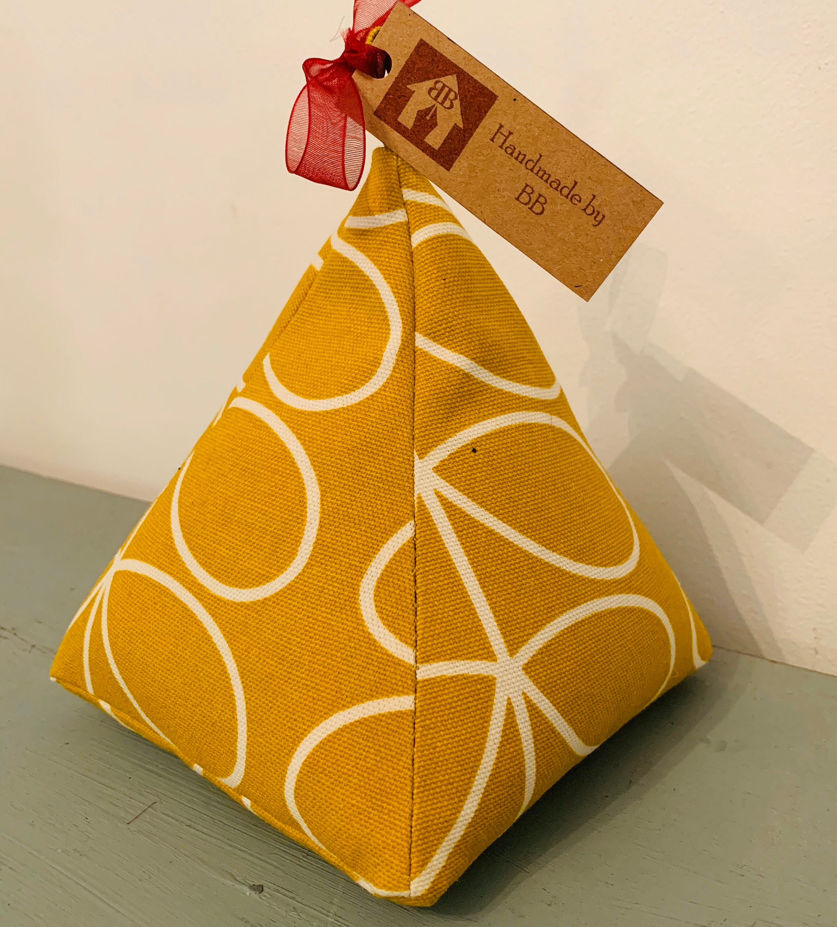 Orla Kiely Filled Pyramid Door Stop Fabric Weight Yellow Stem Etsy UK
