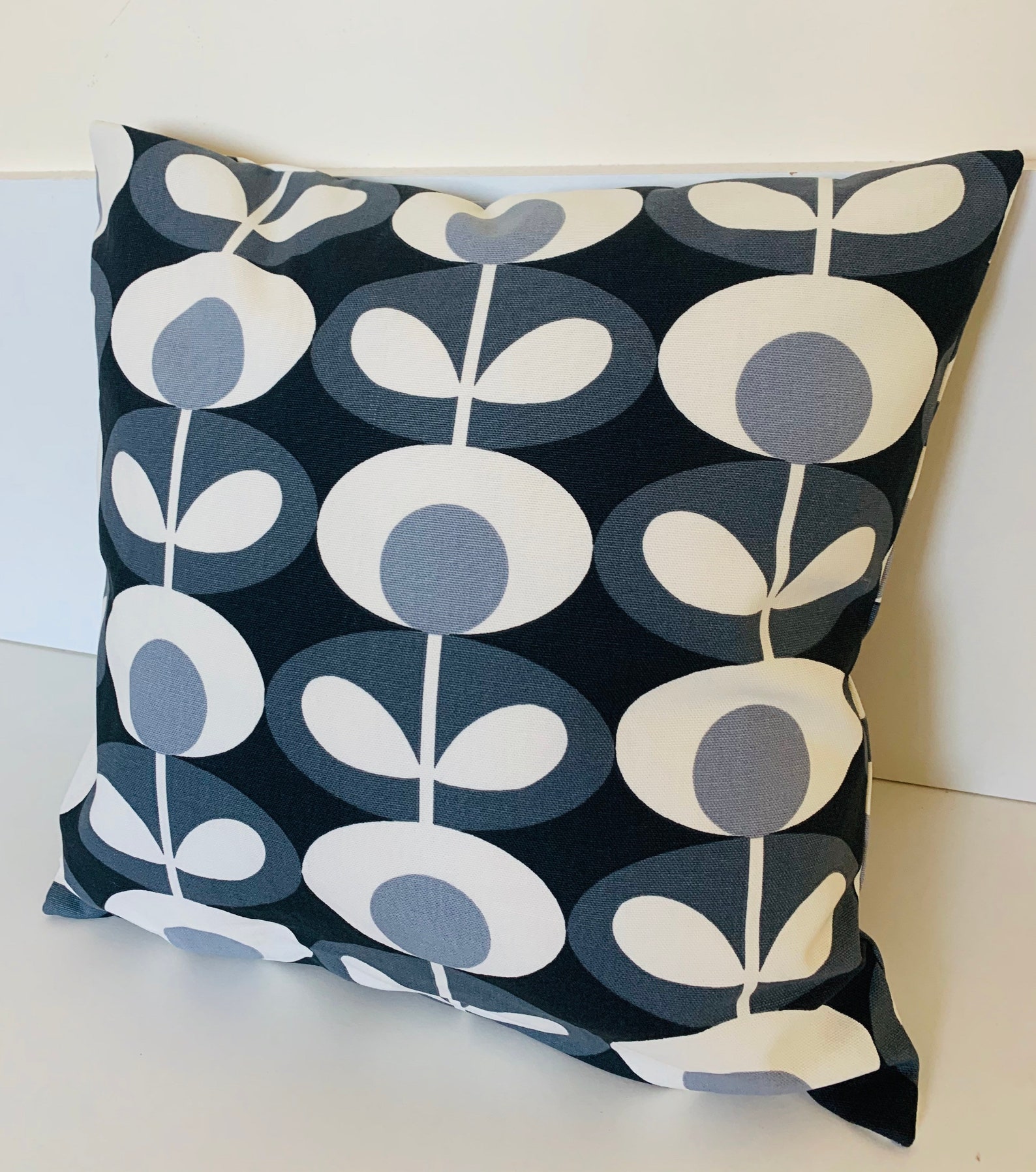 Orla Kiely Oval Stem Grey Cushion Cover Reversible Scatter Etsy UK