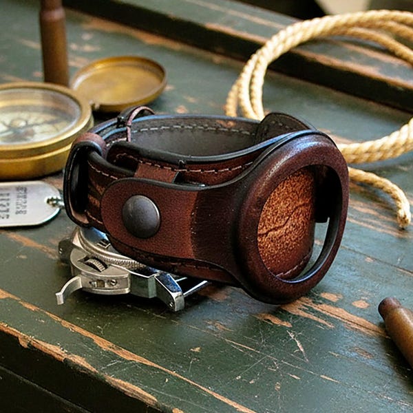 Correa de reloj de cuero estilo vintage: puño de 20 mm, cobertura completa