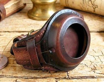 Vintage Leather Trench Watch Strap, WWI Style Pocket Watch Wrist