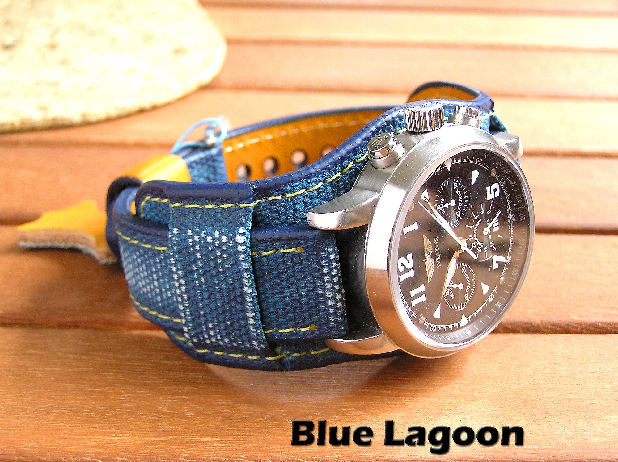 Leather cuff watch strap 22mm best sale