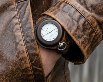 Vintage Leather Trench Watch Strap, WWI Style Pocket Watch Wrist