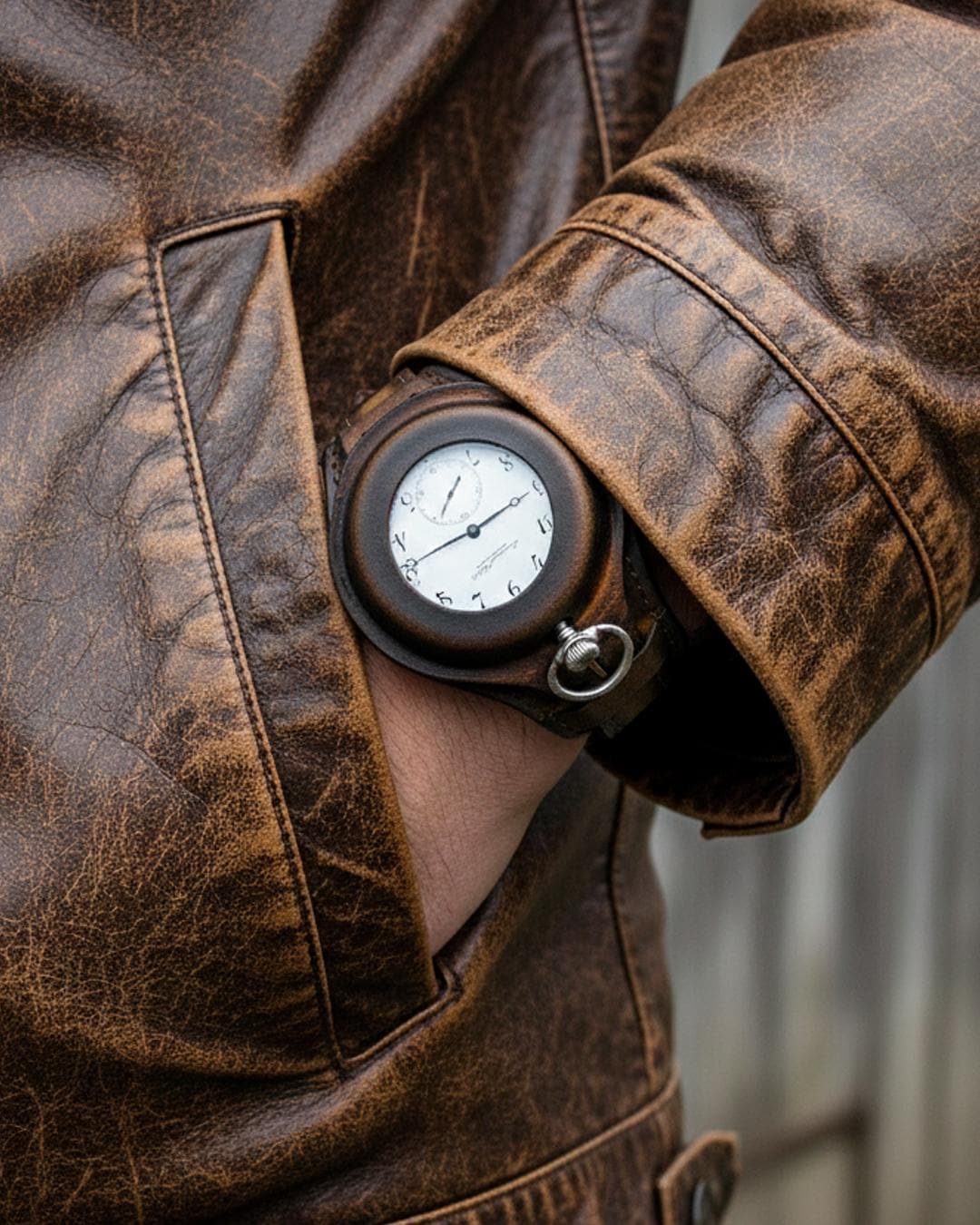 Vintage Leather Trench Watch Strap, WWI Style Pocket Watch Wrist