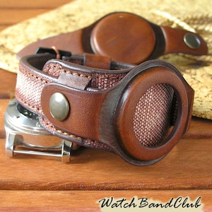 Watch strap 22mm canvas brown. Leather watch strap. Watch wrist band. Mens watch bund band. Watch cuff band vintage style. Best friend gift.