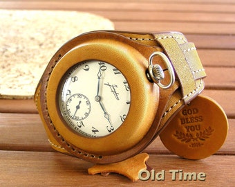Harley davidson pocket watch with leather case deals
