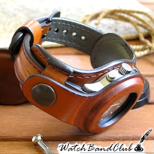 20mm watch strap leather brown. Cuff watch band. Protective travel watch band. Handmade wrist watch bund strap. Gift for him, friend gift.
