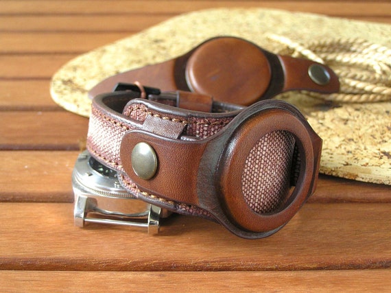 Watch Band Strap 20mm Canvas Brown. Handmade Canvas Leather Watch Wrist Strap. Wide Watch Bund Band. Cuff Wristband. Cover Bund Strap. Etsy