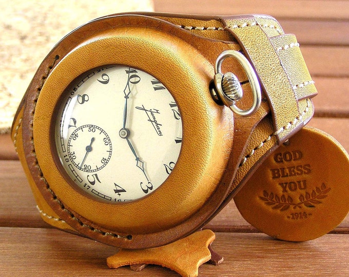 Leather Pocket Watch Strap Brown. Vintage Genuine Leather Etsy