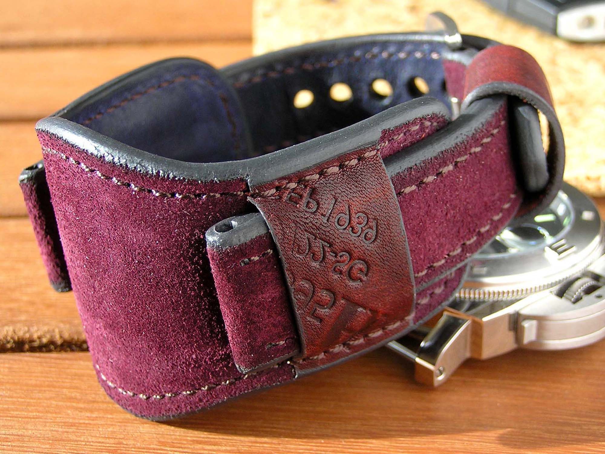 22mm red leather watch strap