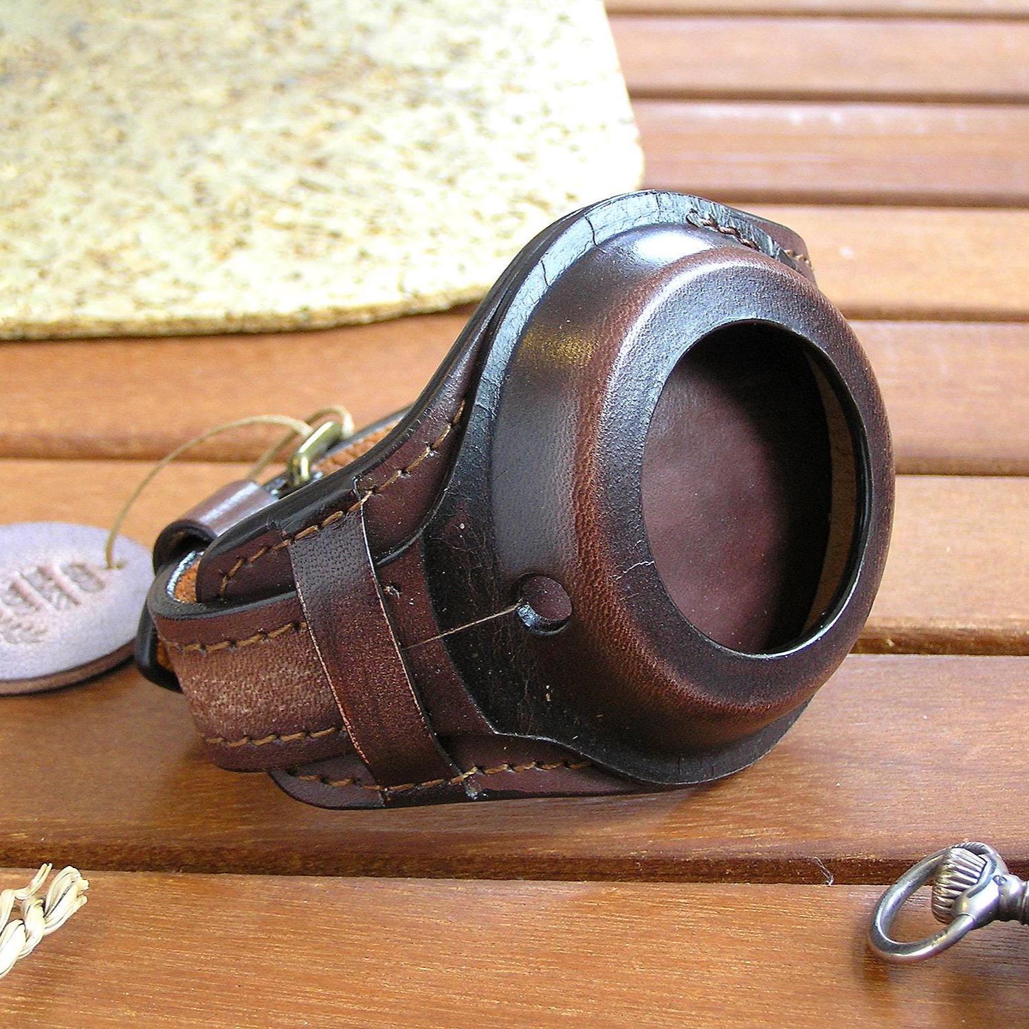 Vintage Leather Trench Watch Strap, WWI Style Pocket Watch Wrist