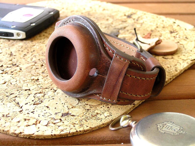 Leather watch strap for pocket watch vintage style. Brown Etsy