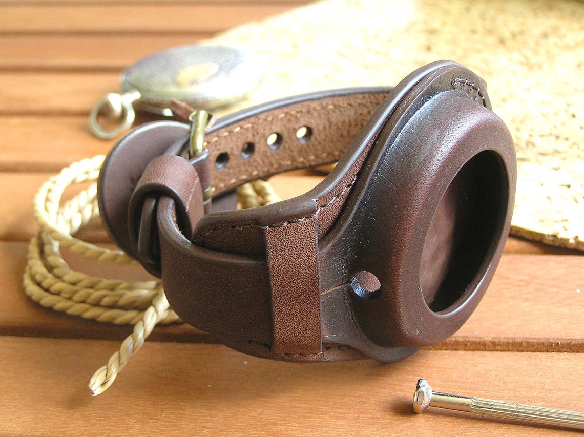 Leather watch strap for pocket watch vintage style. Brown Etsy