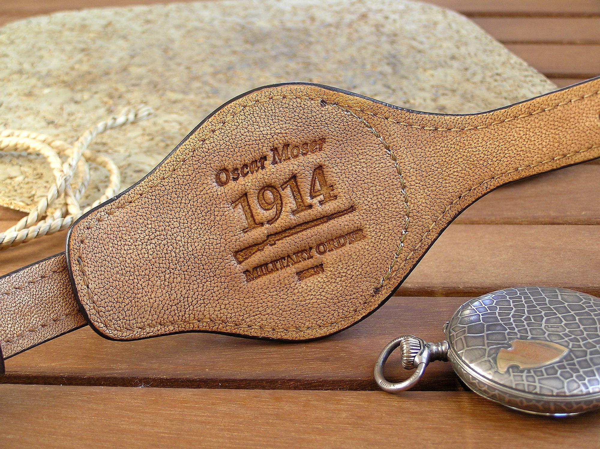 Vintage Leather Trench Watch Strap, WWI Style Pocket Watch Wrist
