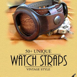 Handmade Vintage Style Brown Leather Military Watch Band 22mm