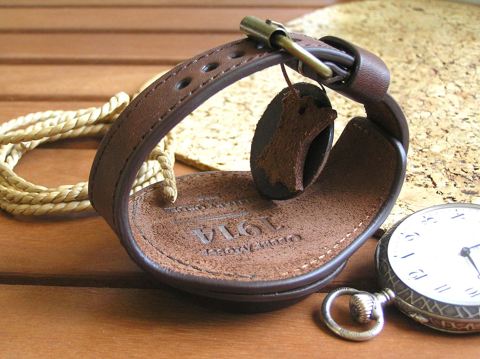 Leather watch strap for pocket watch vintage style. Brown Etsy