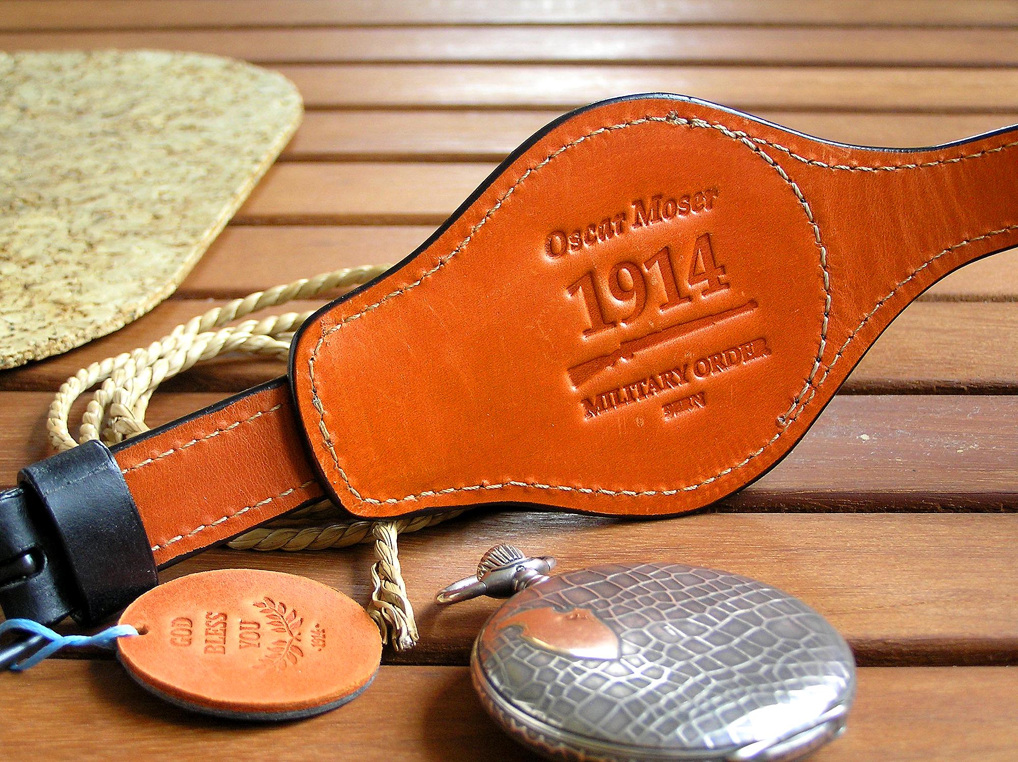 Handmade Black Leather Pocket Watch Strap: Military Style, 48-54mm