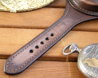 Vintage Leather Trench Watch Strap, WWI Style Pocket Watch Wrist