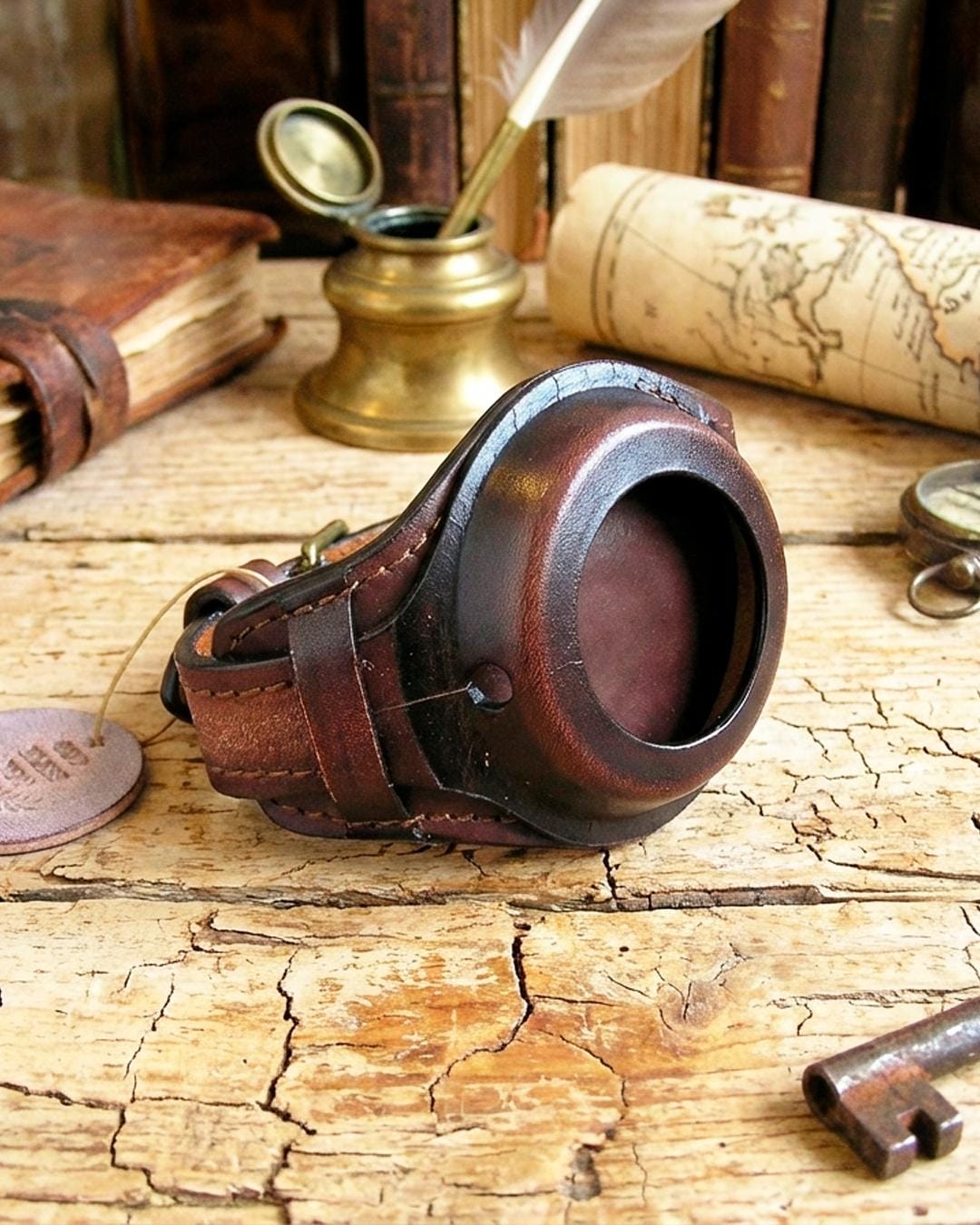 懐中時計バンド個性WW1代用 Pocket Watch Strap明治大正日本軍 Vintage Leather Trench Watch Strap, WWI Style Pocket Watch Wrist