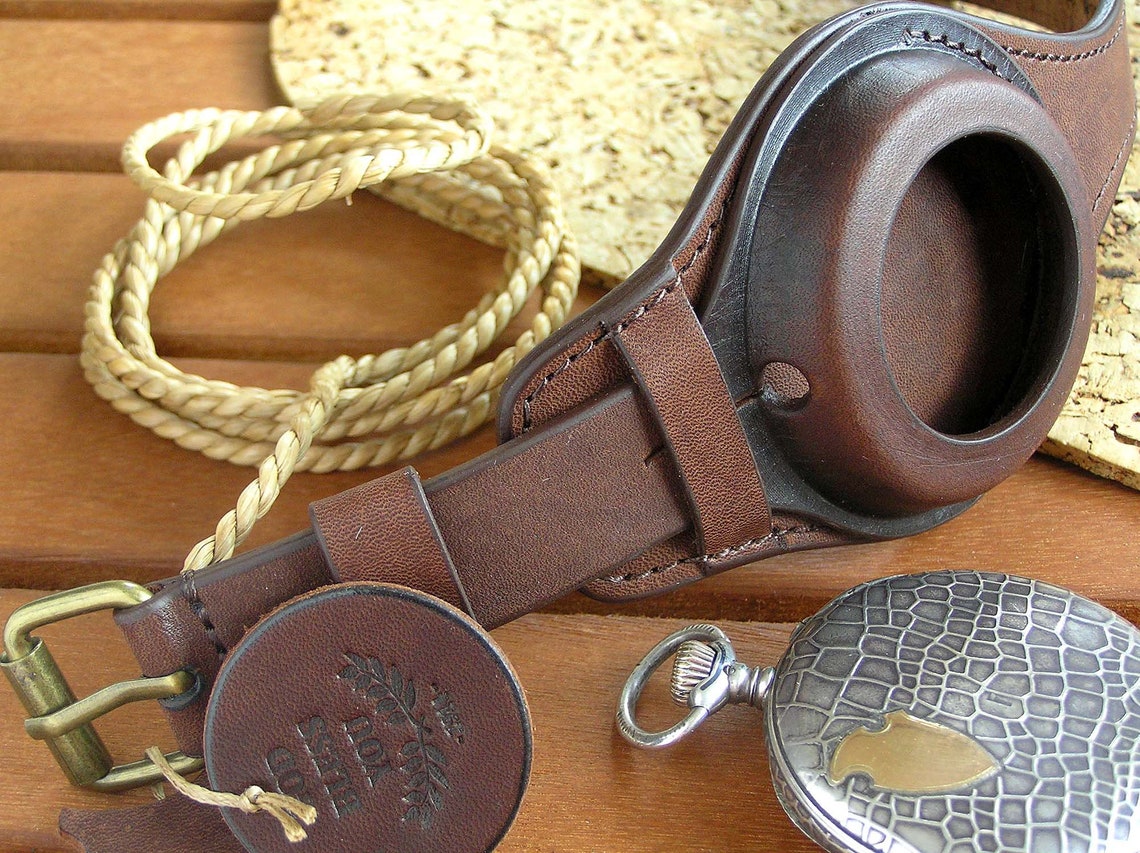 Leather watch strap for pocket watch vintage style. Brown Etsy