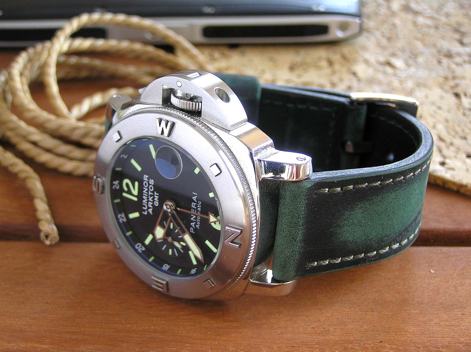 24mm green leather watch strap. Genuine leather watch band. Etsy