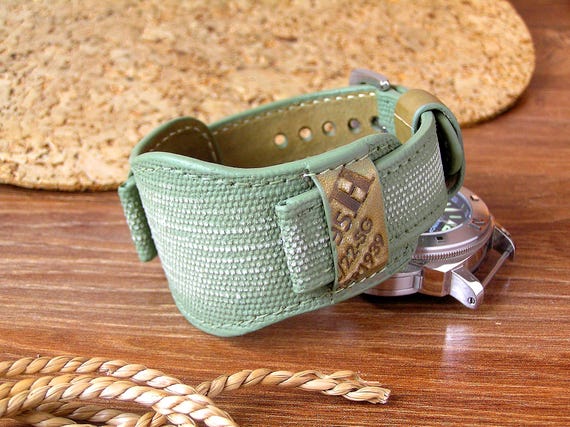 Watch Band Strap 20mm Green. Watch Bund Band Cotton Leather. Handmade Wristwatch Band Vintage. Cuff Watch Strap. Steampunk Watch Bracelet. Etsy Canada