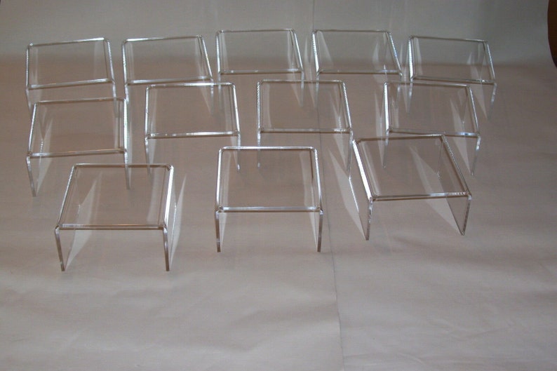 Pack of 12 Clear Acrylic Perspex Display Riser Bridge Plinths Etsy