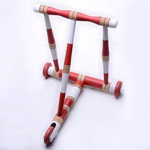 Wooden baby Walker Hand made baby toys baby gift easy walk for babies natural hornbeam wood red color