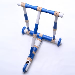Wooden baby Walker Hand made baby toys baby gift easy walk for babies natural hornbeam wood blue color