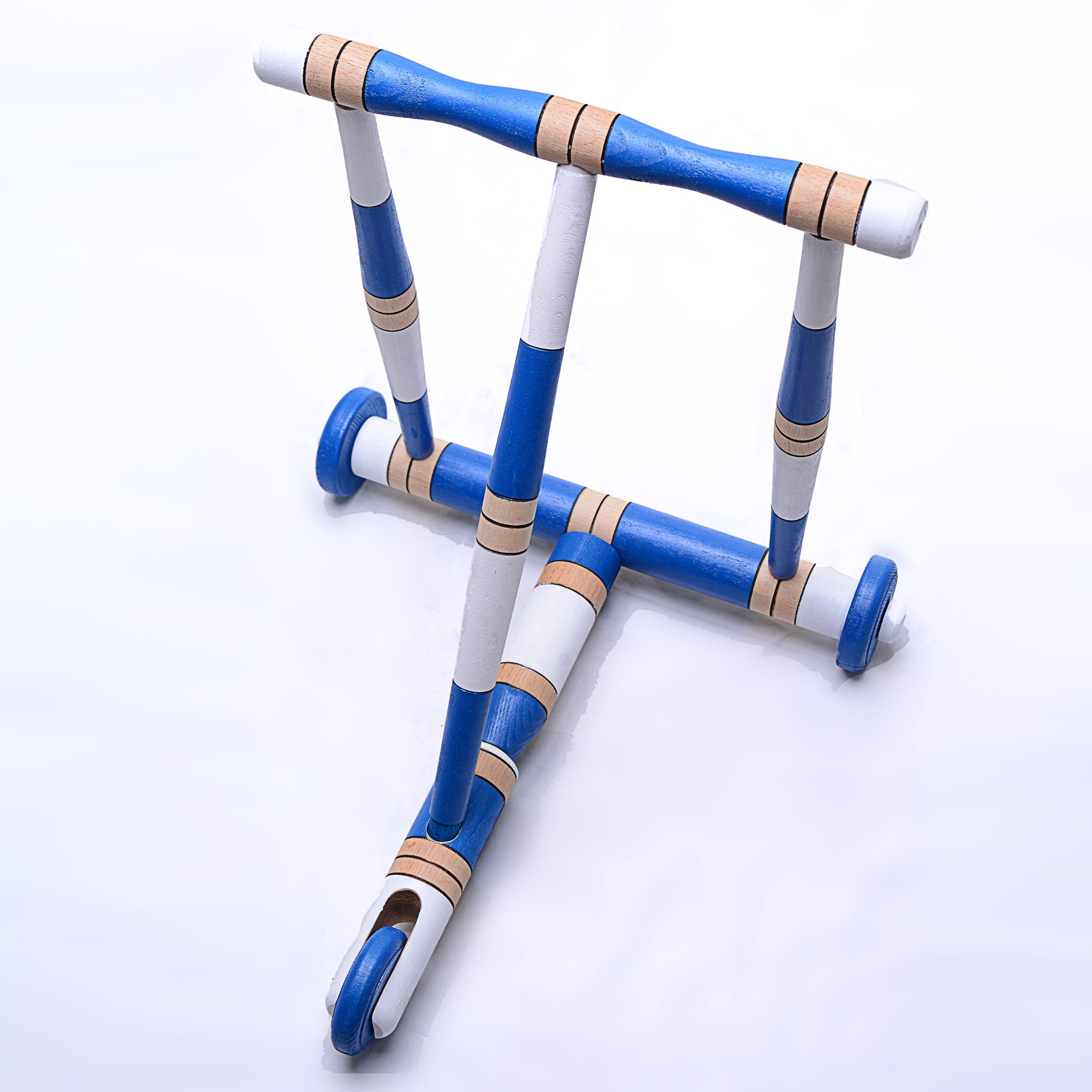 Wooden baby Walker Hand made baby toys baby gift easy walk for babies natural hornbeam wood blue color