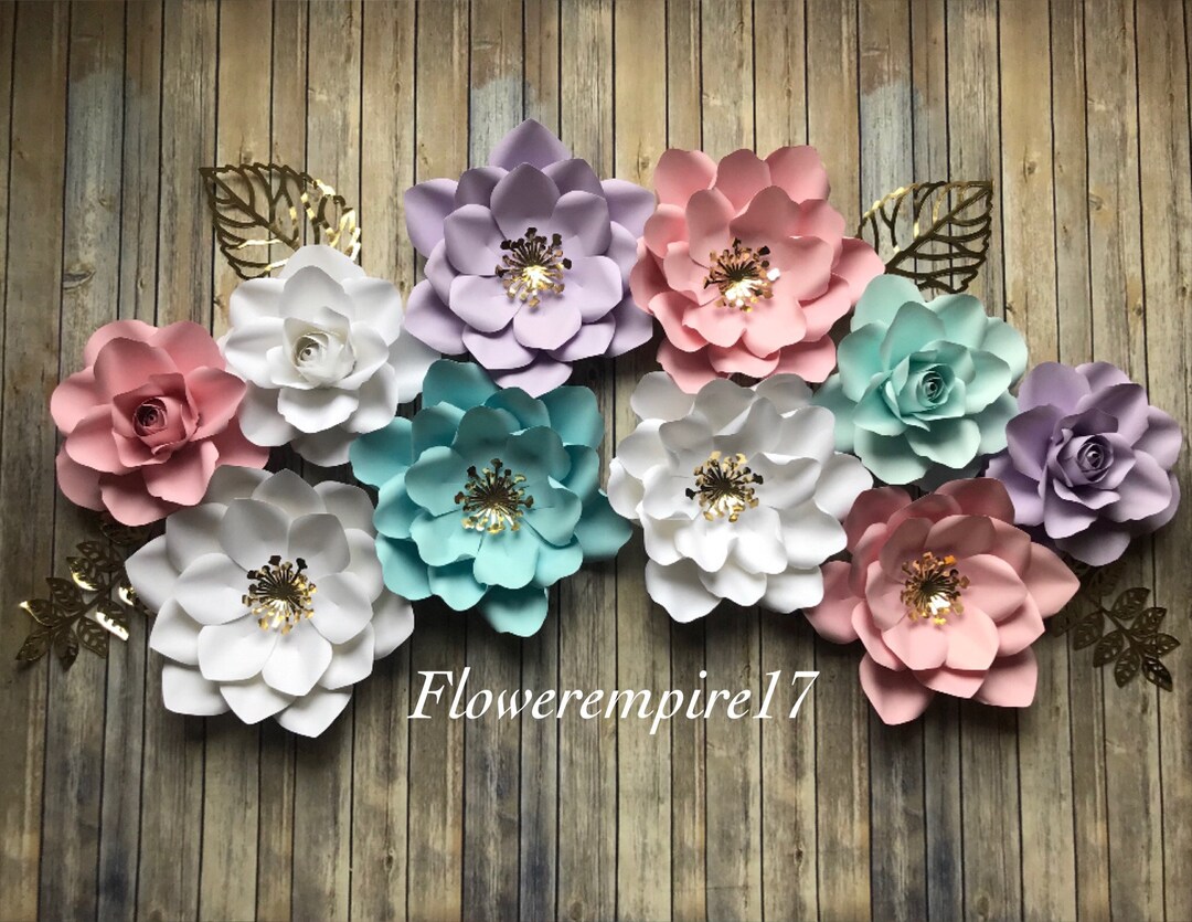 Pastel Paper Flower Backdrop, Nursery Flower Set, Baby Shower Flower