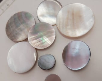 Real mother-of-pearl buttons in various sizes hand-crafted from the 1960s. Vintage
