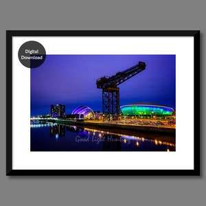 Glasgow at Night Printable Photograph, Scotland Printable Art, Fine Art Printable, Glasgow City Print, Scottish Wall Art