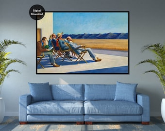 Gente al sol de Edward Hopper, arte vintage imprimible, descarga digital de arte mural moderno de mediados de siglo, regalo imprimible para el hogar