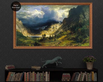 Albert Bierstadt Storm in the Rocky Mountains Mt Rosalie, Vintage Landscape Art (Digital Download)